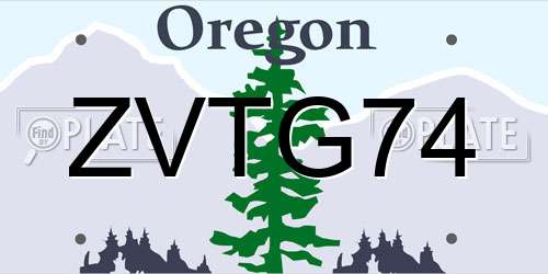 ZVTG74 Oregon License Plate