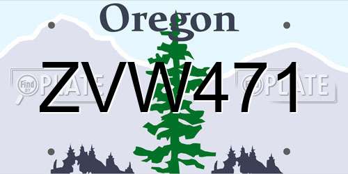 ZVW471 Oregon License Plate