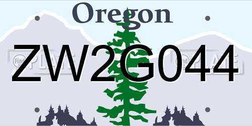 ZW2G044 Oregon License Plate