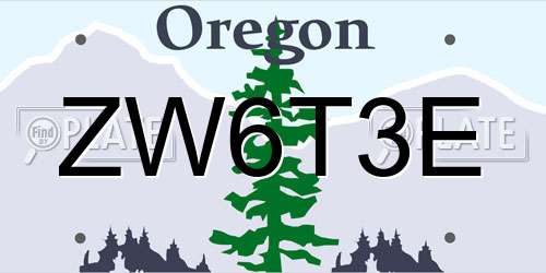 ZW6T3E Oregon License Plate