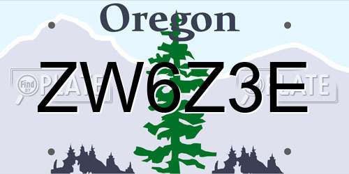 ZW6Z3E Oregon License Plate