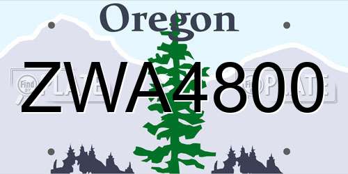ZWA4800 Oregon License Plate