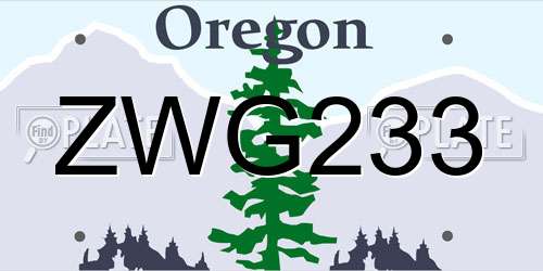 ZWG233 Oregon License Plate