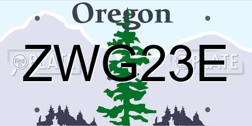 ZWG23E Oregon License Plate