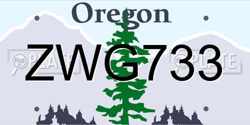 ZWG733 Oregon License Plate