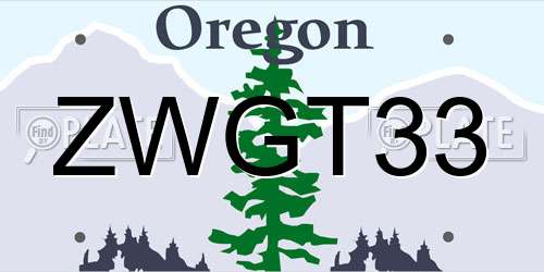 ZWGT33 Oregon License Plate