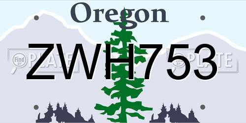 ZWH753 Oregon License Plate