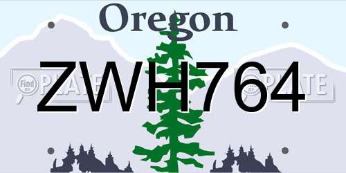 ZWH764 Oregon License Plate