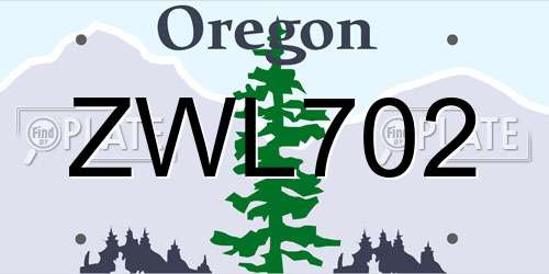 ZWL702 Oregon License Plate