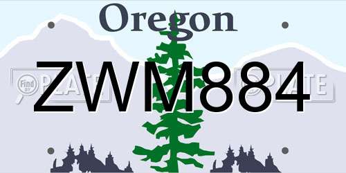 ZWM884 Oregon License Plate