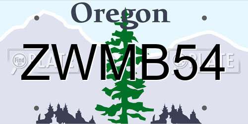 ZWMB54 Oregon License Plate