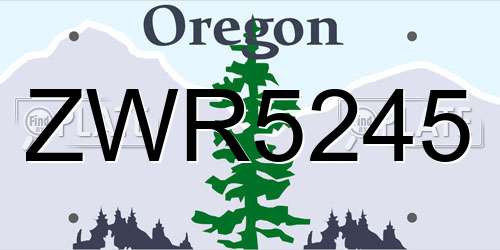 ZWR5245 Oregon License Plate
