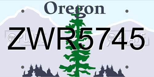 ZWR5745 Oregon License Plate
