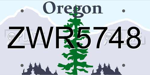 ZWR5748 Oregon License Plate