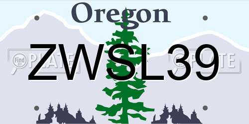ZWSL39 Oregon License Plate