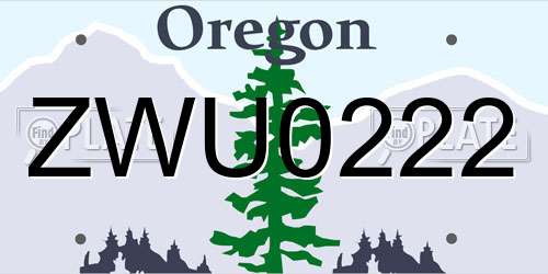 ZWU0222 Oregon License Plate