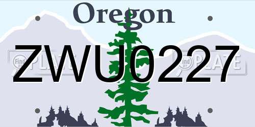 ZWU0227 Oregon License Plate
