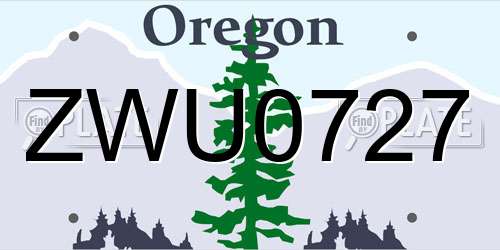 ZWU0727 Oregon License Plate