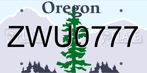 ZWU0777 Oregon License Plate