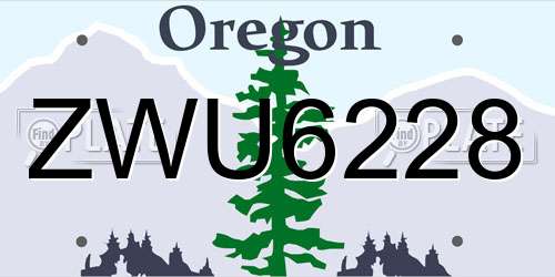 ZWU6228 Oregon License Plate