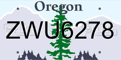 ZWU6278 Oregon License Plate