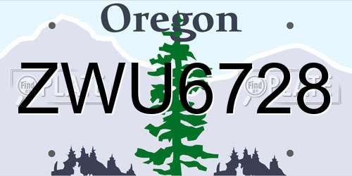 ZWU6728 Oregon License Plate