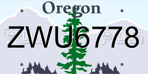 ZWU6778 Oregon License Plate