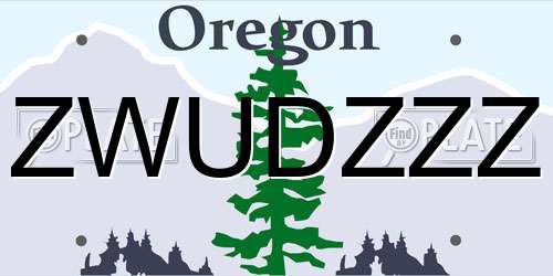 ZWUDZZZ Oregon License Plate