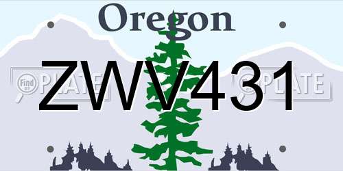 ZWV431 Oregon License Plate