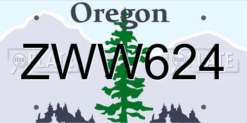 ZWW624 Oregon License Plate