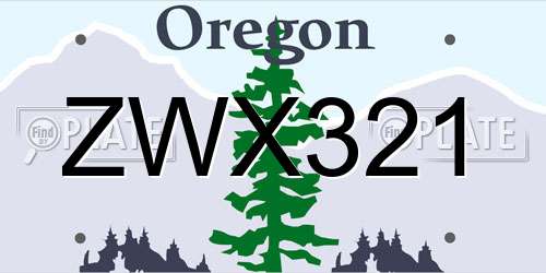 ZWX321 Oregon License Plate