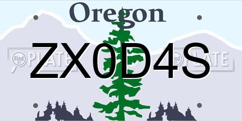ZX0D4S Oregon License Plate