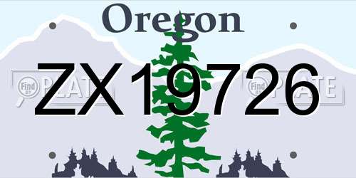 ZX19726 Oregon License Plate
