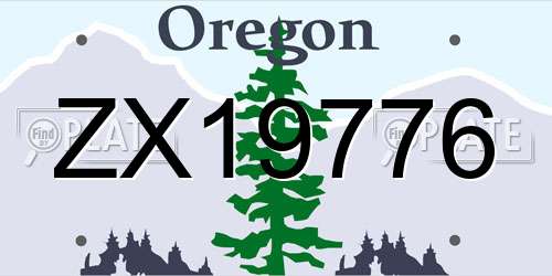 ZX19776 Oregon License Plate