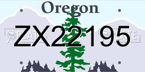 ZX22195 Oregon License Plate