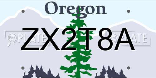 ZX2T8A Oregon License Plate