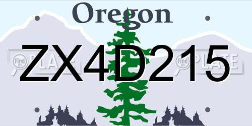 ZX4D215 Oregon License Plate