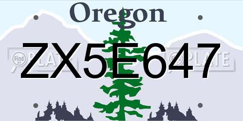 ZX5E647 Oregon License Plate