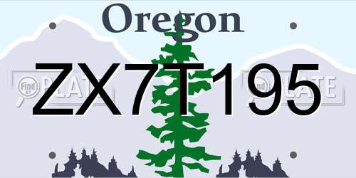 ZX7T195 Oregon License Plate