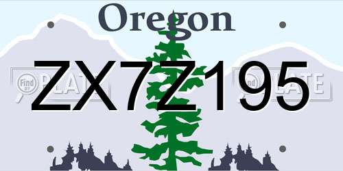 ZX7Z195 Oregon License Plate