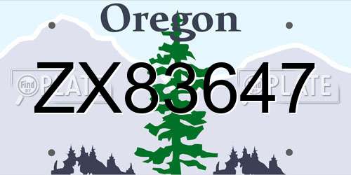ZX83647 Oregon License Plate