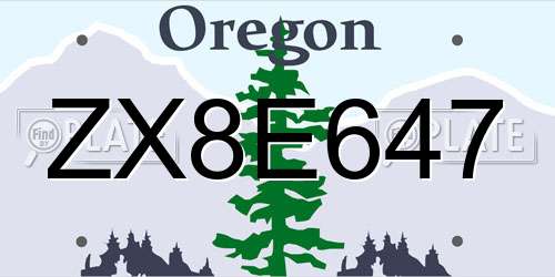 ZX8E647 Oregon License Plate