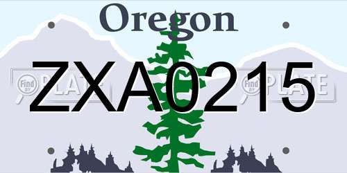 ZXA0215 Oregon License Plate