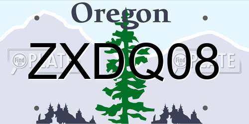 ZXDQ08 Oregon License Plate