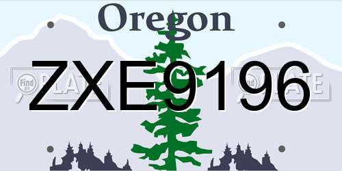 ZXE9196 Oregon License Plate