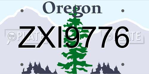 ZXI9776 Oregon License Plate