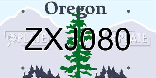 ZXJ080 Oregon License Plate