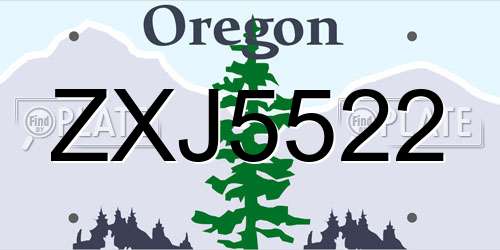 ZXJ5522 Oregon License Plate