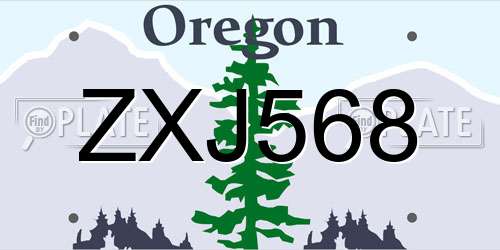 ZXJ568 Oregon License Plate