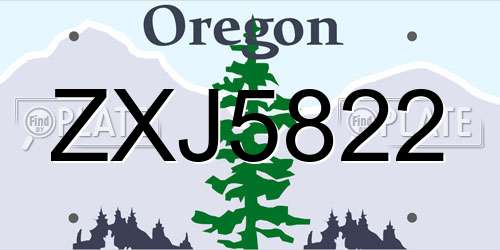 ZXJ5822 Oregon License Plate